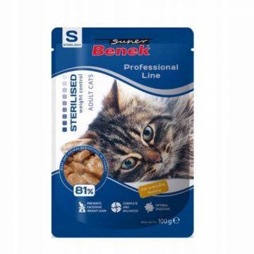 Super Benek Premium, Hrana umeda pentru pisici sterilizate, 24x100g