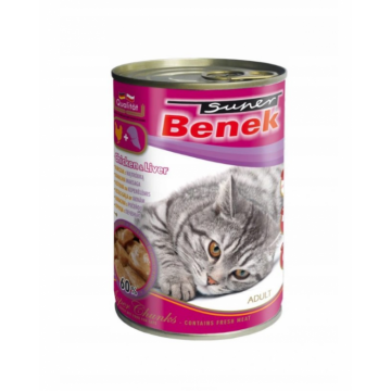 Super Benek Super Chunks Conserva pentru pisici adulte, pui si ficat, 415g ieftina
