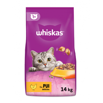 Whiskas, Hrana uscata pisici adulte, pui, 14kg la reducere