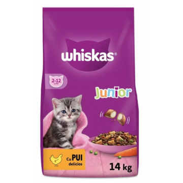 Whiskas Junior, Hrana uscata pisoi, pui, 14kg