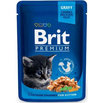 BRIT PREMIUM KITTEN plic, Bucăţi de carne de pui 100g