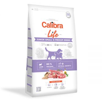 Calibra Dog Life Junior Small & Medium cu Miel, 12kg de firma originala