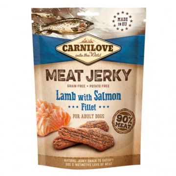 Carnilove Jerky Lamb with Salmon Fillet 100 g la reducere