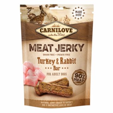 Carnilove Jerky Turkey and Rabbit Bar 100 g la reducere