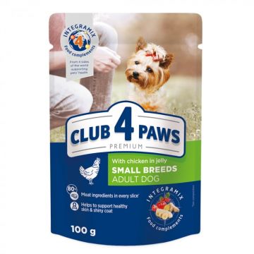 Club 4 Paws Hrana umeda caini talie mica - Gaina in jeleu, set 24 100g de firma originala