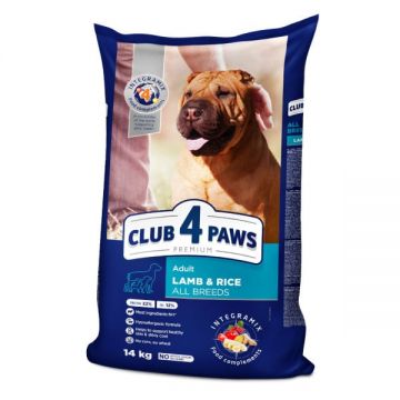 Club 4 Paws Hrana uscata caini adulti de toate rasele, miel si orez, 14kg de firma originala