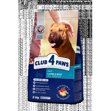 Club 4 Paws Hrana uscata caini adulti de toate rasele, miel si orez, 2kg ieftina