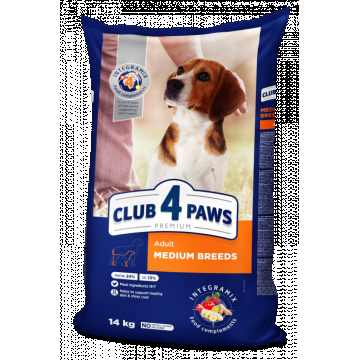 Club 4 Paws Hrana uscata caini de talie medie, 14kg