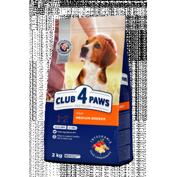 Club 4 Paws Hrana uscata caini de talie medie, 2kg ieftina