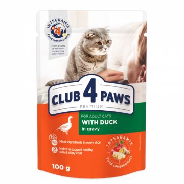 Club 4 Paws Premium Hrana umeda pisici, cu Rata in sos set 24 100g ieftina