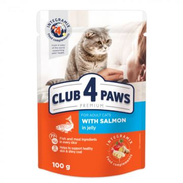Club 4 Paws Premium Hrana umeda pisici, cu Somon set 24 100g