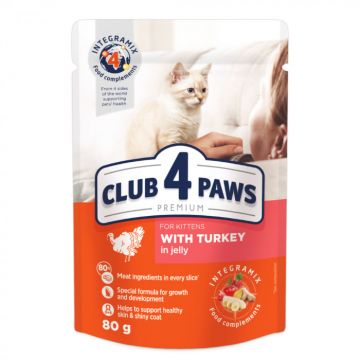 Club 4 Paws Premium Hrana umeda pisoi - curcan in jeleu, set 24 80g ieftina