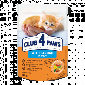 Club 4 Paws Premium Hrana umeda pisoi - somon in sos, 24x80g ieftina