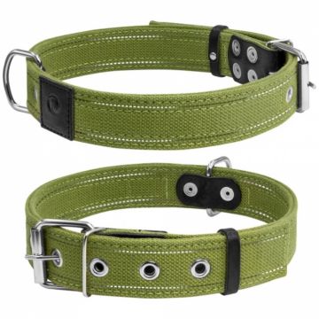 Collar, Zgarda caini dubla, 35mm latime, 51-63cm lungime, verde, 6138