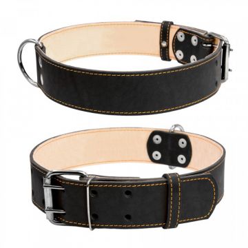 Collar, Zgarda XL, caini, din piele, 45mm latime, 56-68cm lungime, negru, 03591