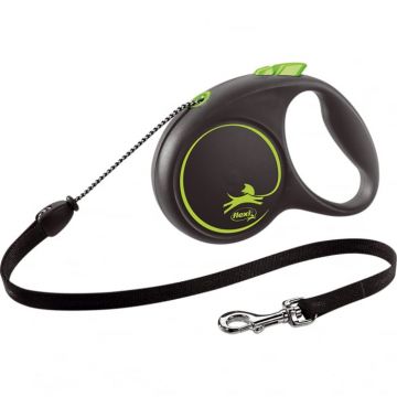 Flexi Black Design, M Cord, lesa retractabila, 5m, verde