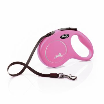 Flexi New Classic, M Tape, lesa retractabila, 5m, roz