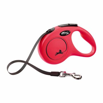 Flexi New Classic, S Tape, lesa retractabila, 5m, rosu