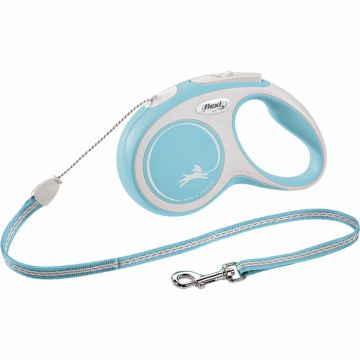 Flexi New Comfort, S cord, lesa retractabila, 5m, albastru deschis