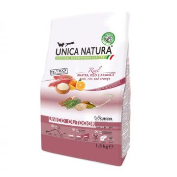 Hrana uscata Natura Unica pisici de exterior cu Rata, orez si portocale 1.5kg