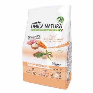 Hrana uscata Natura Unica pisici de interior cu Pui, morcov si orez 10 kg