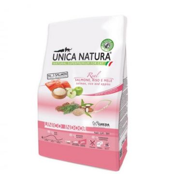 Hrana uscata Natura Unica pisici de interior cu Somon, orez si mere 10kg ieftina