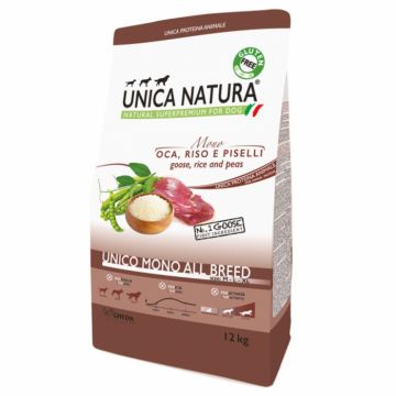 Hrana uscata pentru caini Natura Unica caini toate taliile mono cu Gasca 12 kg ieftina