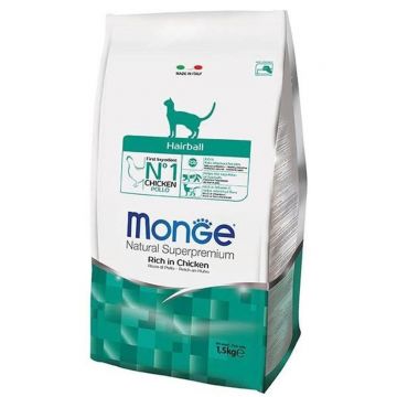 Monge Natural Cat Hairball, pui, 10 kg ieftina