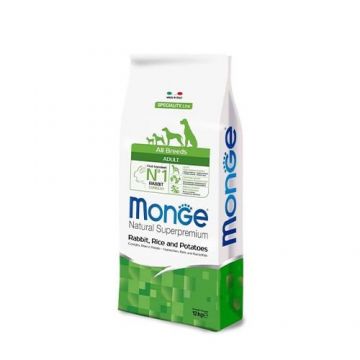 Monge Natural Superpremium All Breeds Adult, iepure, orez si cartofi, 12 kg