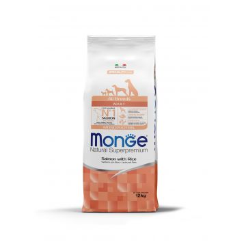 Monge Natural Superpremium All Breeds Adult, somon si orez, 12 kg ieftina