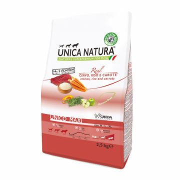 Natura Unica hrana uscata pentru caini talie mare cu Cerb,orez si morcovi 2.5 kg