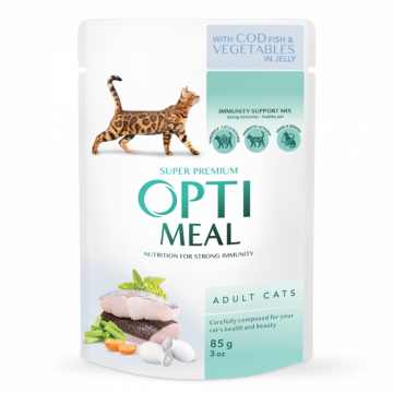 Optimeal Hrana umeda pisici adulte - Cod si legume in jeleu, set 12 0,085kg ieftina