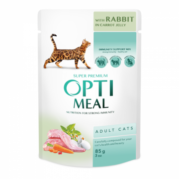 Optimeal Hrana umeda pisici adulte - cu Iepure in jeleu de morcovi, set 12 0,085kg la reducere