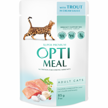 Optimeal Hrana umeda pisici adulte - cu Pastrav in sos, set 12 0,085kg ieftina