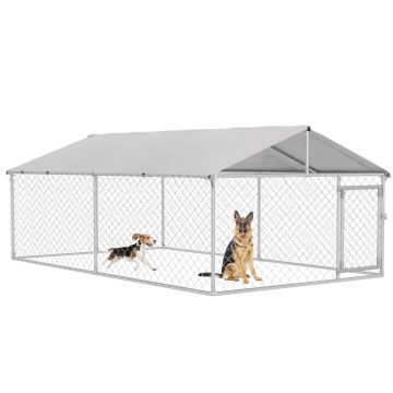 PawHut Cusca Caini Exterior, Spațiu Generos 4x2,3x1,5m, Ideal pentru Siguranța Animalelor | Aosom Romania
