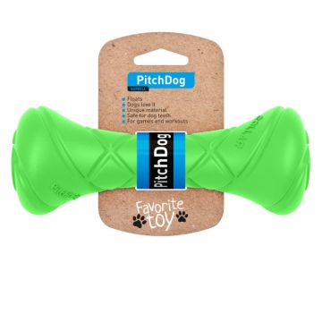 PitchDog, Gantera din spuma pentru caini, 19x7cm, verde