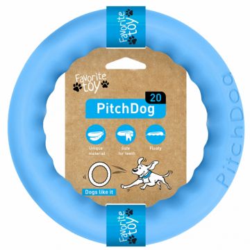 PitchDog, Jucarie Inel pentru caini, albastru, 20cm