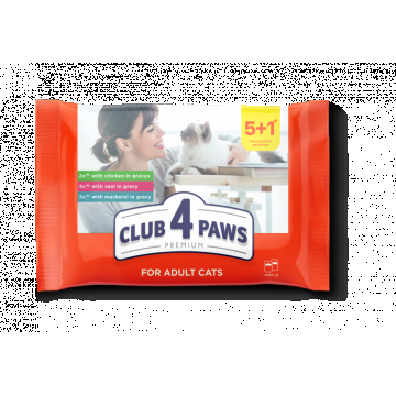 Club 4 Paws Premium Hrana umeda pisici 5+1, set 6 80g