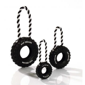 FLAMINGO Jucărie pentru câini Roată din cauciuc dur, cu laţ sfoară bumbac 15cm