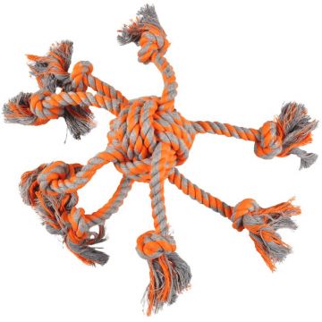 FLAMINGO Jucărie pt câini Caracatiţă din funie de bumbac gri-portocaliu 7,5x8cm ieftina