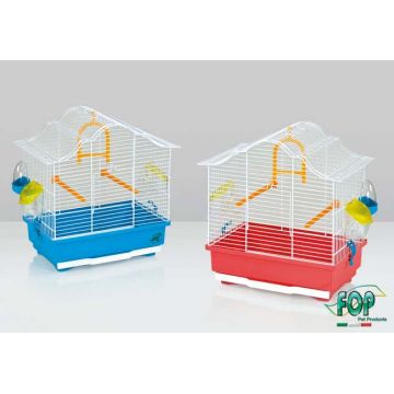 FOP Colivie pentru păsări PATTY albă, cu tăviţă diferite culori 40x23x42cm