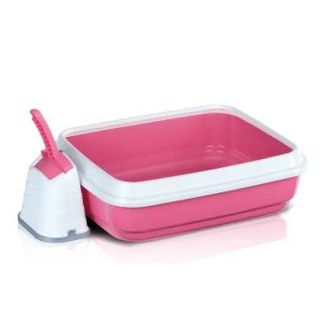 IMAC Set DUO ROSA litieră deschisă 50x40x14,5cm + lopăţică şi suport, Roz