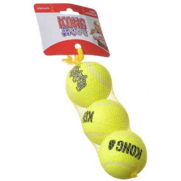 KONG Jucărie pentru câini Air Squeaker Tenis Ball 3 bucăţi