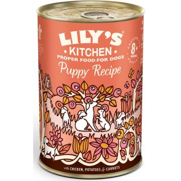 LILY'S KITCHEN Conservă pentru PUPPY, cu Pui, Cartofi şi Morcovi 400g