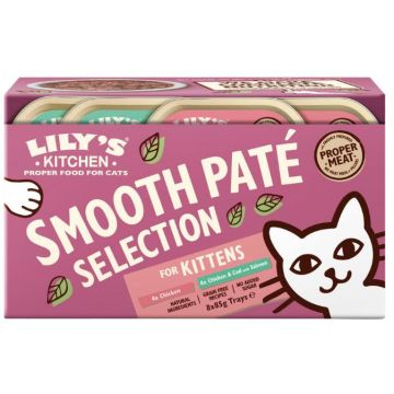 LILY'S KITCHEN Smooth Pat pentru pisici KITTEN 8 bucăţi x 85g