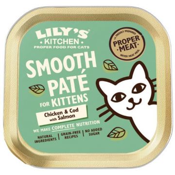 LILY'S KITCHEN Smooth Pat pentru pisici KITTEN, Cod şi Pui 85g ieftina