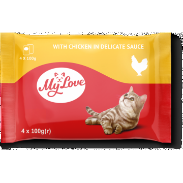 My Love Hrana umeda pisici - Gaina in sos, set 4 0,1kg ieftina