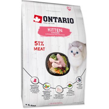 ONTARIO KITTEN Hrană uscată pentru pisicuţe, cu Pui