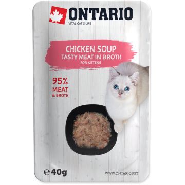 ONTARIO KITTEN Plic pentru pisicuţe, Supă cu Pui, Morcov şi Orez 40g