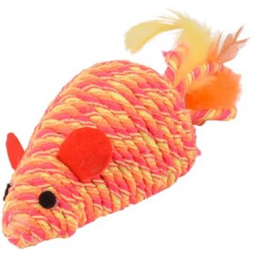 OUTLET FLAMINGO Jucărie Şoricelul BIBI din sfoară, cu pene, portocaliu, 21cm